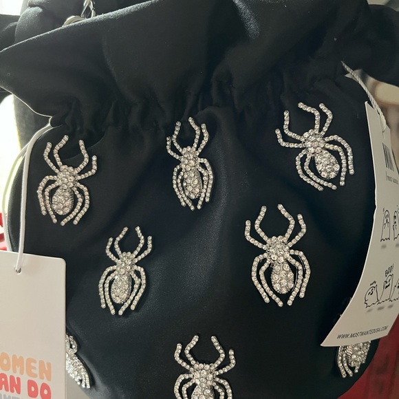 Most wanted black satiny looking material with spiders new tags great for - Picture 8 of 9